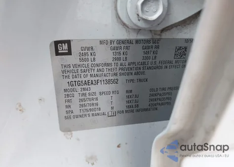 2015 GMC Canyon from USA, damaged, VIN 1GTG5AEA3F1138562